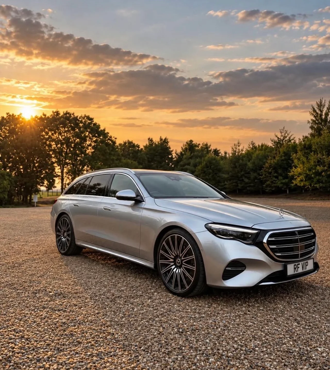 Ryan’s actual silver Mercedes-Benz E-Class Estate with RF VIP plate